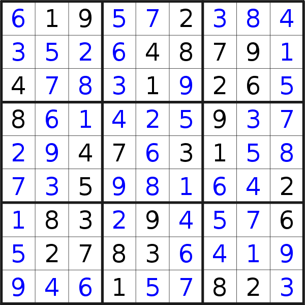 Sudoku solution for puzzle published on Thursday, 18th of October 2018