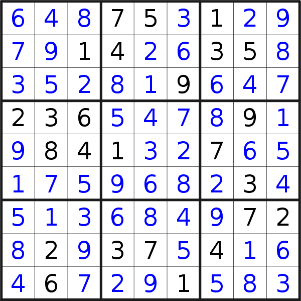 Sudoku solution for puzzle published on Tuesday, 23rd of October 2018