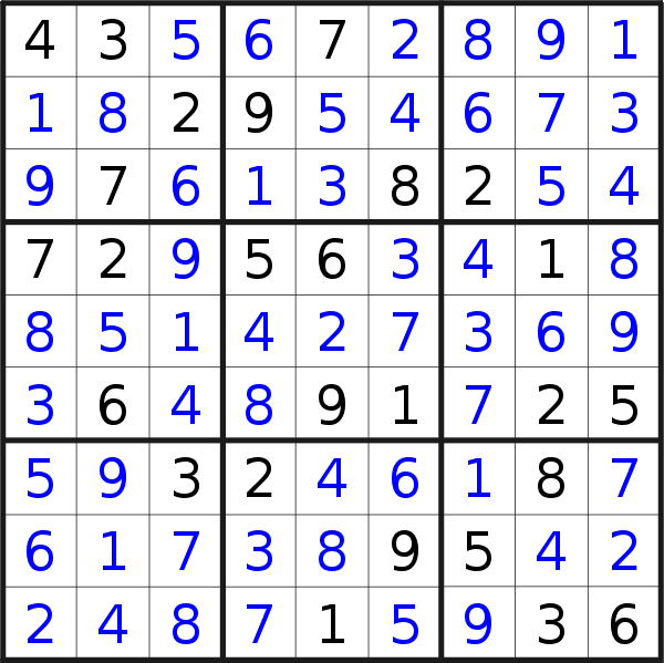 Sudoku solution for puzzle published on Thursday, 25th of October 2018