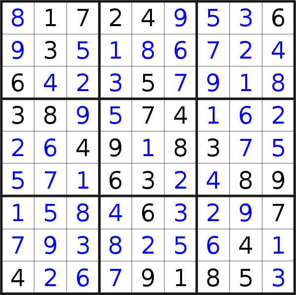 Sudoku solution for puzzle published on Friday, 26th of October 2018