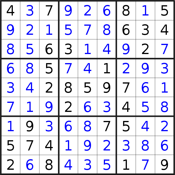 Sudoku solution for puzzle published on Sunday, 28th of October 2018