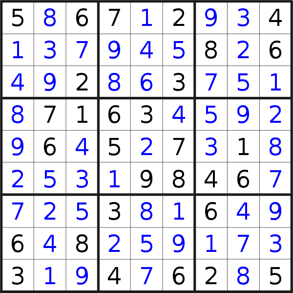 Sudoku solution for puzzle published on Friday, 2nd of November 2018