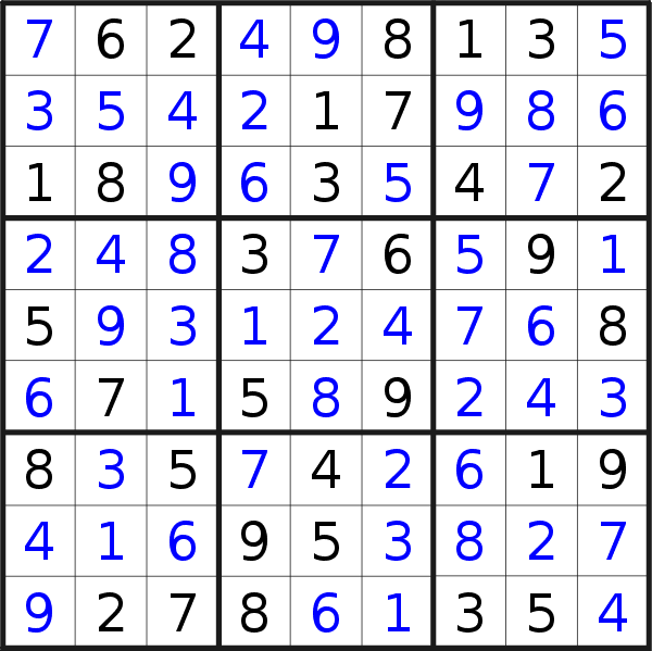 Sudoku solution for puzzle published on Tuesday, 6th of November 2018