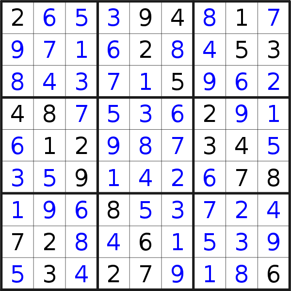 Sudoku solution for puzzle published on Saturday, 10th of November 2018
