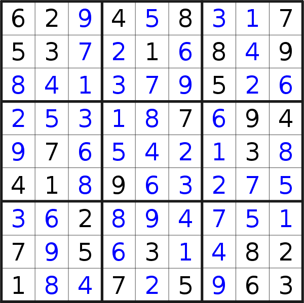 Sudoku solution for puzzle published on Thursday, 15th of November 2018