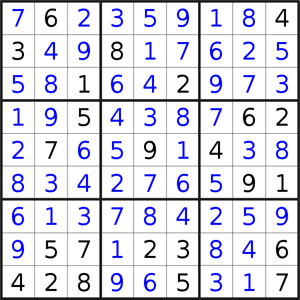 Sudoku solution for puzzle published on Saturday, 17th of November 2018