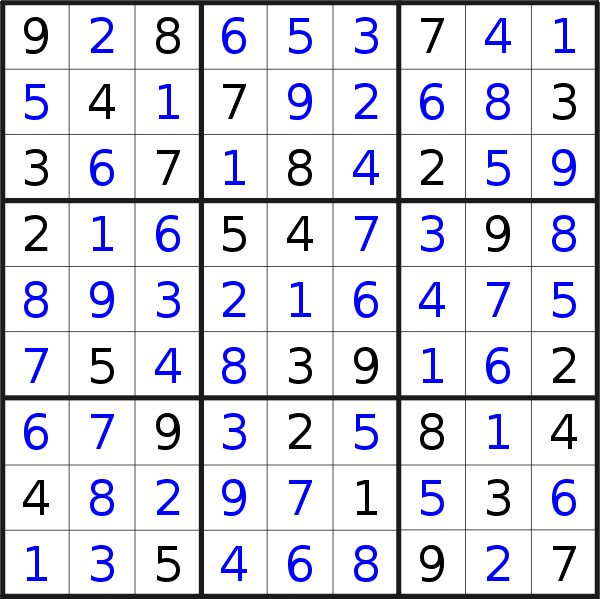 Sudoku solution for puzzle published on Sunday, 18th of November 2018