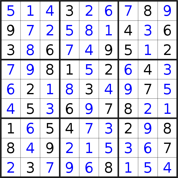 Sudoku solution for puzzle published on Monday, 19th of November 2018