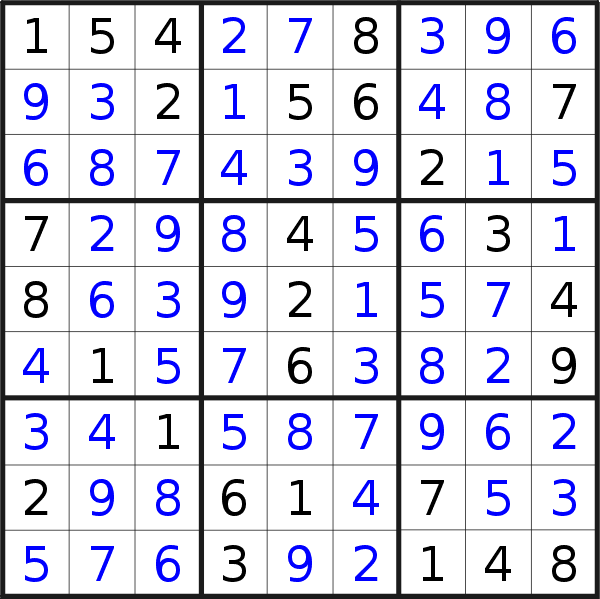 Sudoku solution for puzzle published on Wednesday, 21st of November 2018