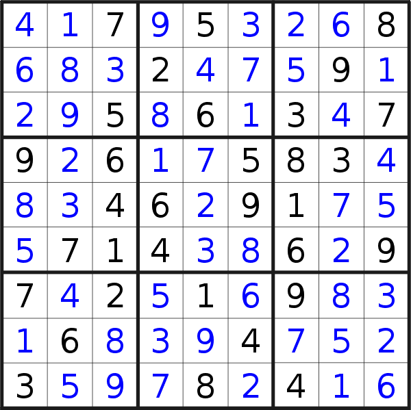 Sudoku solution for puzzle published on Friday, 23rd of November 2018
