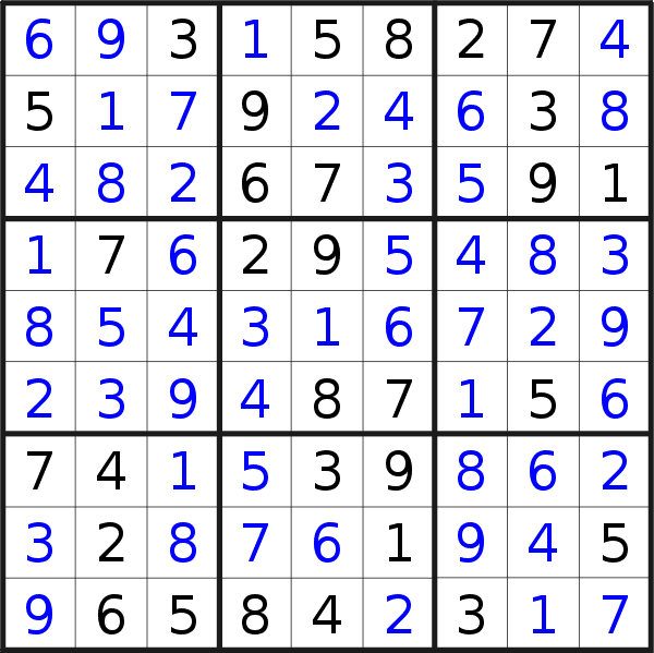 Sudoku solution for puzzle published on Monday, 26th of November 2018