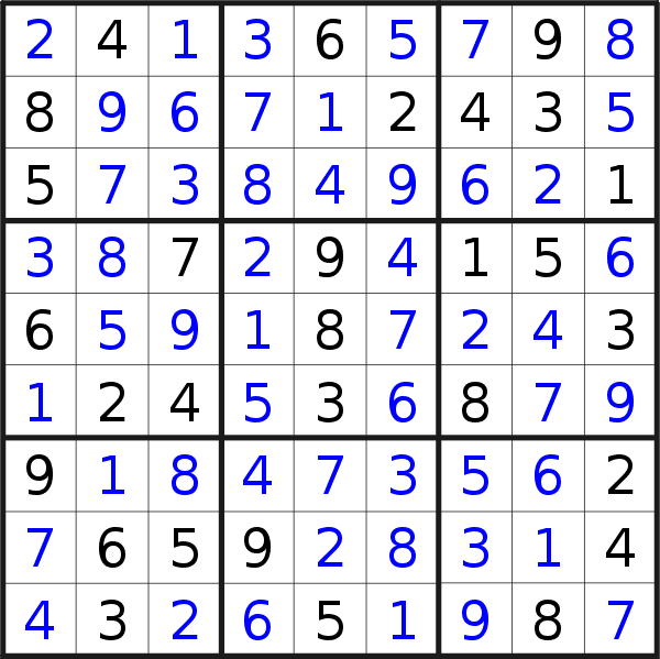 Sudoku solution for puzzle published on Friday, 30th of November 2018