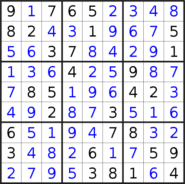 Sudoku solution for puzzle published on Saturday, 1st of December 2018