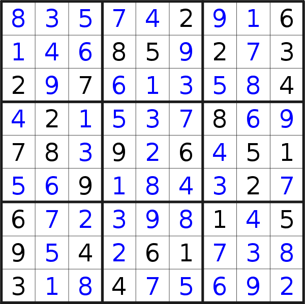 Sudoku solution for puzzle published on Thursday, 6th of December 2018