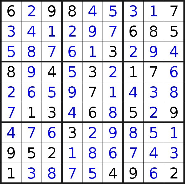 Sudoku solution for puzzle published on Friday, 7th of December 2018