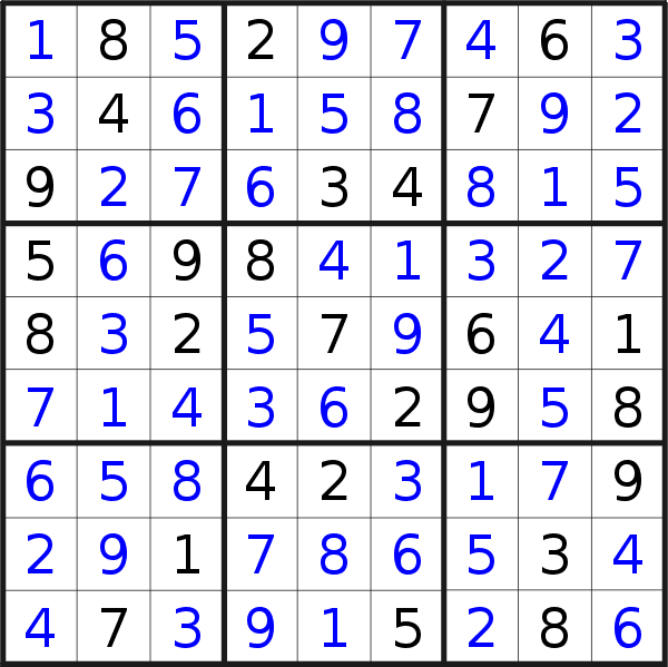 Sudoku solution for puzzle published on Sunday, 9th of December 2018