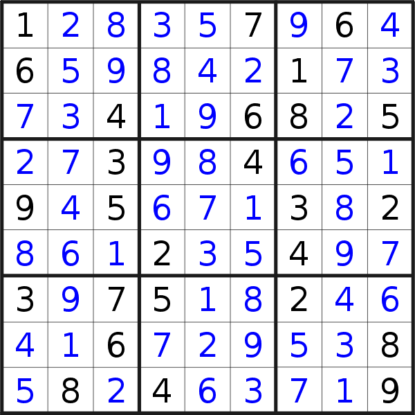 Sudoku solution for puzzle published on Monday, 10th of December 2018