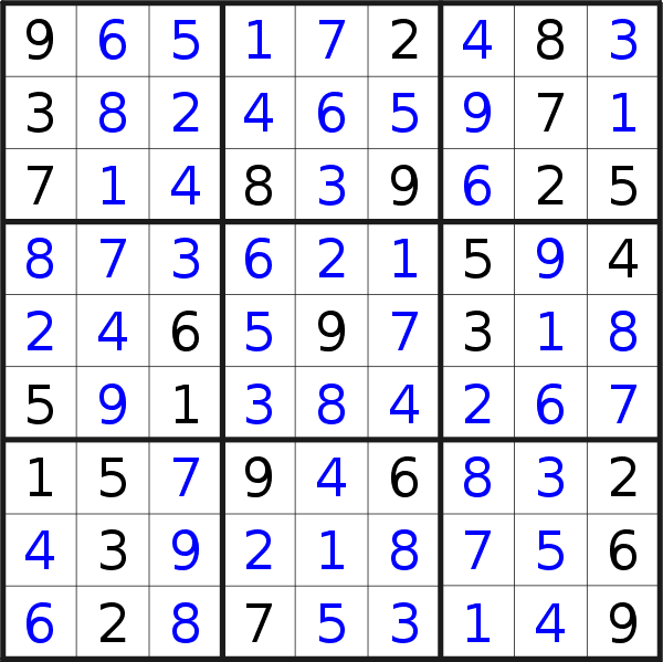 Sudoku solution for puzzle published on Wednesday, 12th of December 2018