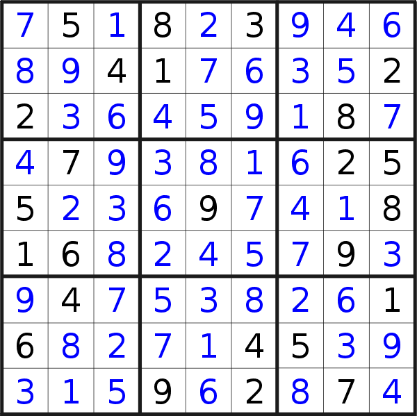 Sudoku solution for puzzle published on Saturday, 15th of December 2018