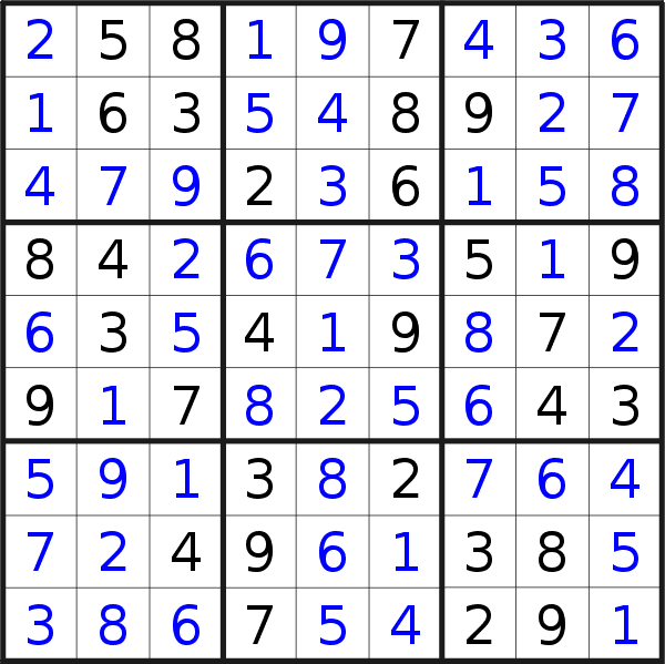 Sudoku solution for puzzle published on Sunday, 16th of December 2018
