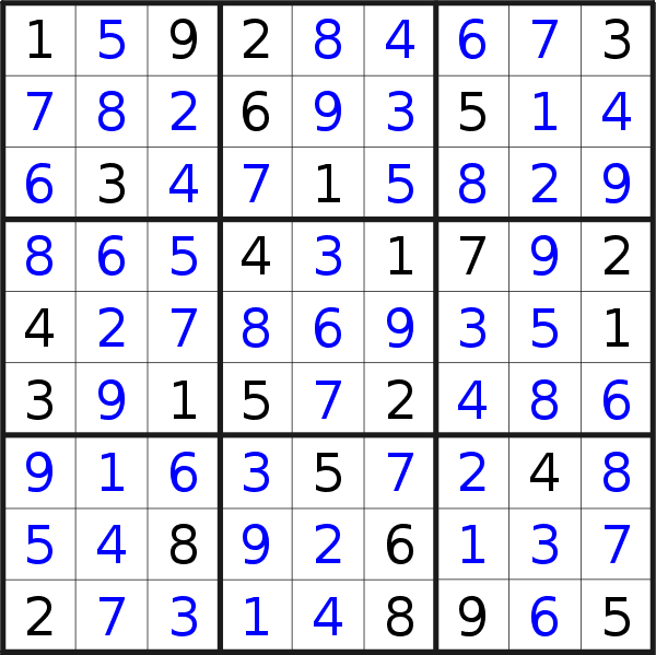 Sudoku solution for puzzle published on Monday, 17th of December 2018