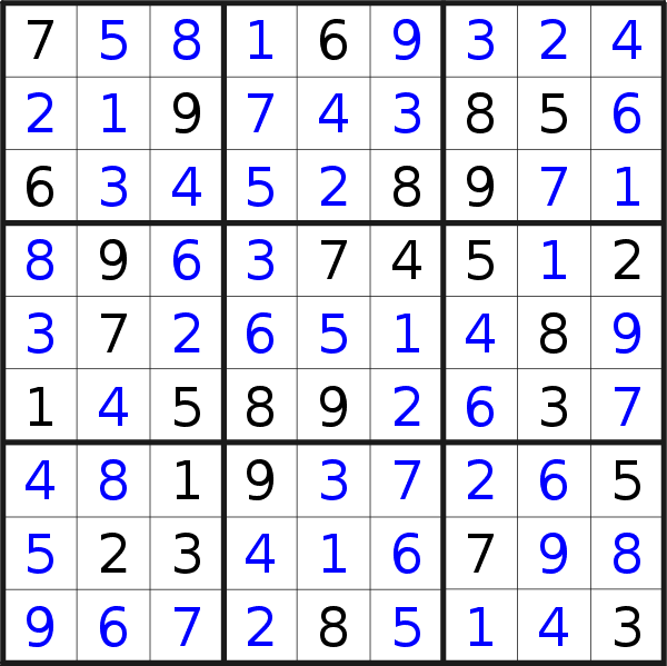 Sudoku solution for puzzle published on Wednesday, 19th of December 2018