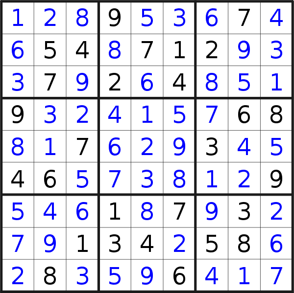 Sudoku solution for puzzle published on Wednesday, 26th of December 2018