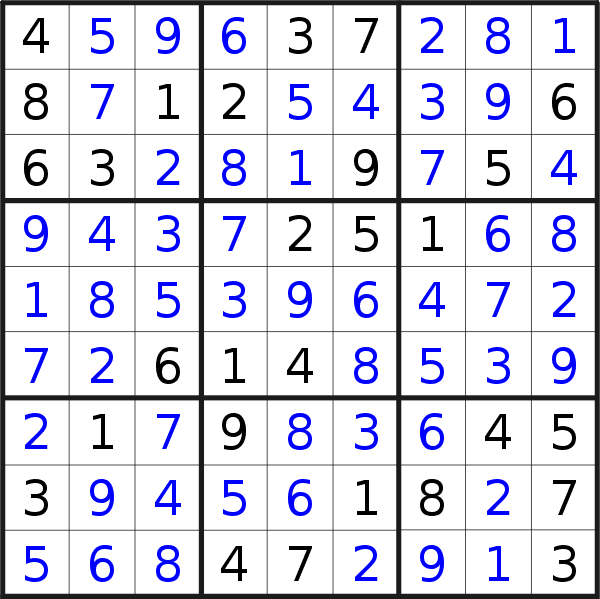 Sudoku solution for puzzle published on Saturday, 29th of December 2018