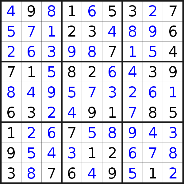 Sudoku solution for puzzle published on Sunday, 30th of December 2018