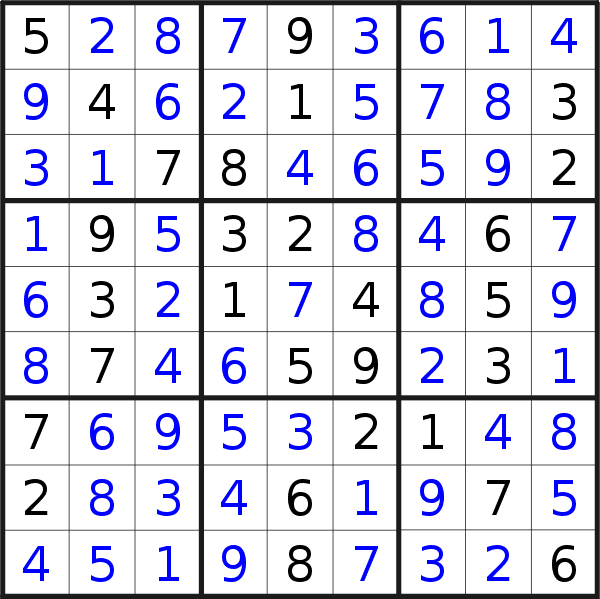Sudoku solution for puzzle published on Wednesday, 2nd of January 2019