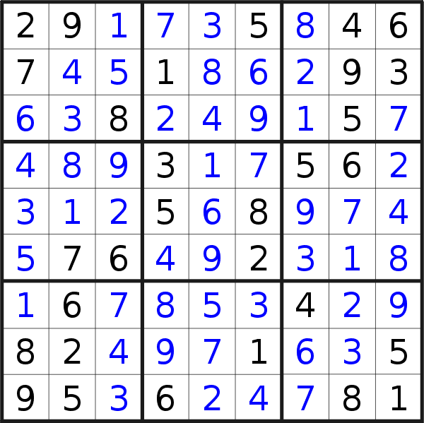 Sudoku solution for puzzle published on Thursday, 3rd of January 2019