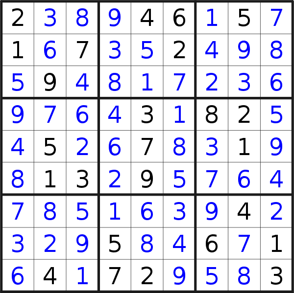 Sudoku solution for puzzle published on Friday, 4th of January 2019