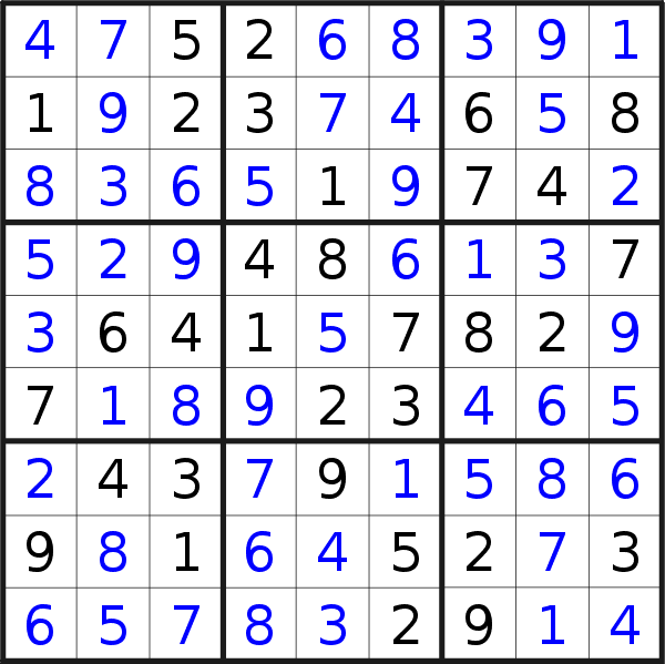 Sudoku solution for puzzle published on Sunday, 6th of January 2019