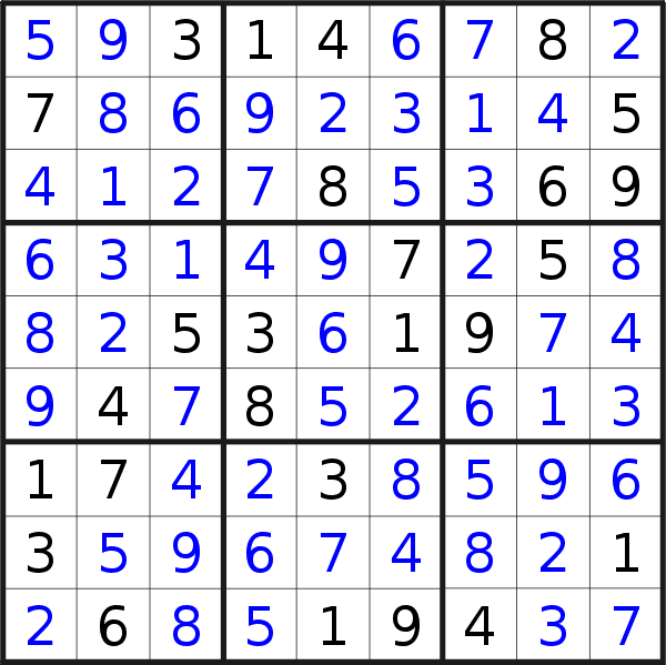 Sudoku solution for puzzle published on Monday, 7th of January 2019