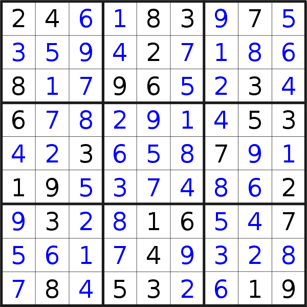 Sudoku solution for puzzle published on Wednesday, 9th of January 2019