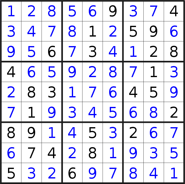 Sudoku solution for puzzle published on Friday, 11th of January 2019