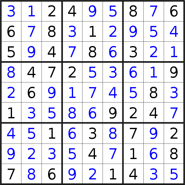 Sudoku solution for puzzle published on Friday, 18th of January 2019