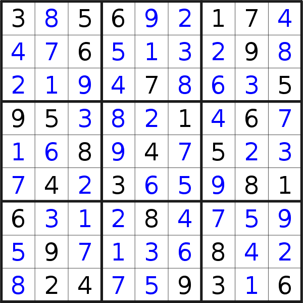 Sudoku solution for puzzle published on Thursday, 24th of January 2019