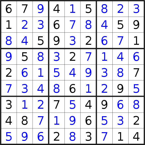 Sudoku solution for puzzle published on Monday, 28th of January 2019