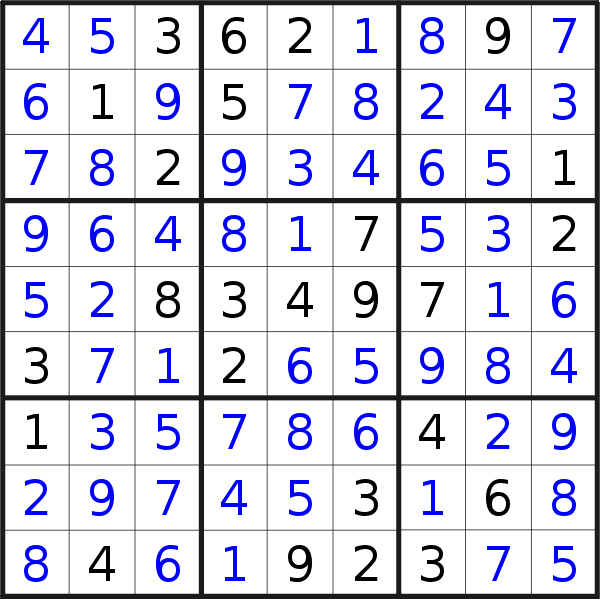 Sudoku solution for puzzle published on Tuesday, 29th of January 2019