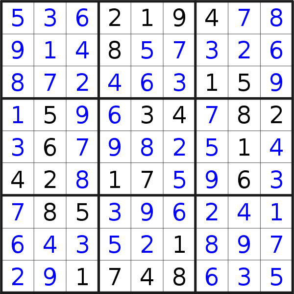 Sudoku solution for puzzle published on Thursday, 31st of January 2019