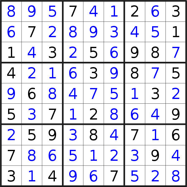 Sudoku solution for puzzle published on Friday, 1st of February 2019