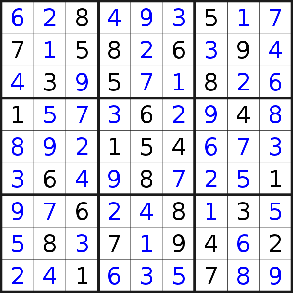 Sudoku solution for puzzle published on Saturday, 2nd of February 2019