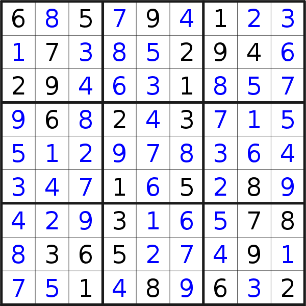 Sudoku solution for puzzle published on Monday, 4th of February 2019
