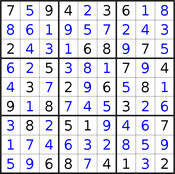 Sudoku solution for puzzle published on Wednesday, 6th of February 2019