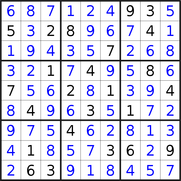 Sudoku solution for puzzle published on Thursday, 7th of February 2019