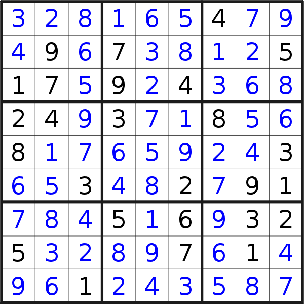 Sudoku solution for puzzle published on Sunday, 10th of February 2019