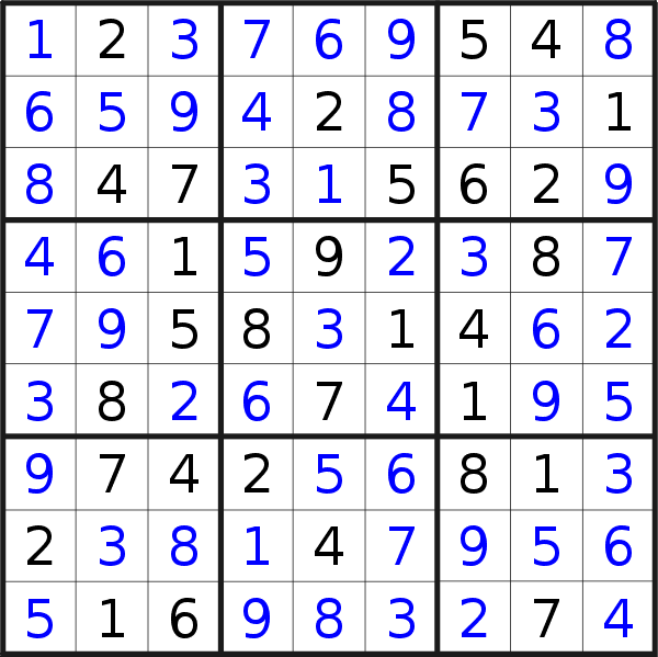 Sudoku solution for puzzle published on Monday, 11th of February 2019
