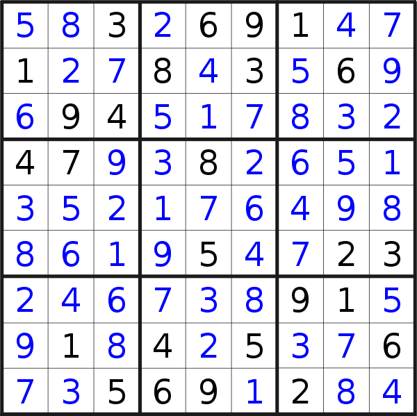 Sudoku solution for puzzle published on Thursday, 14th of February 2019