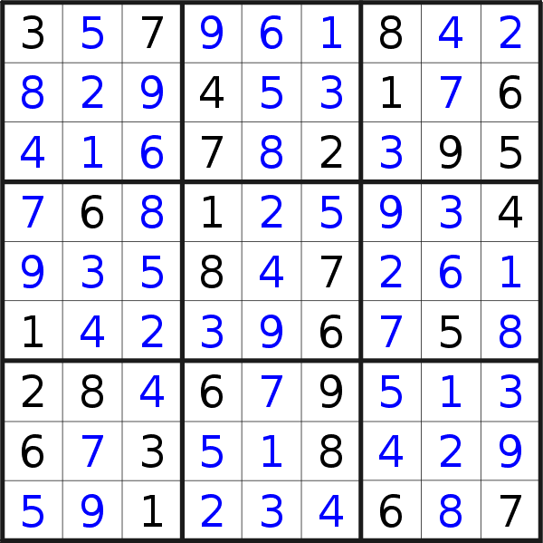 Sudoku solution for puzzle published on Sunday, 17th of February 2019